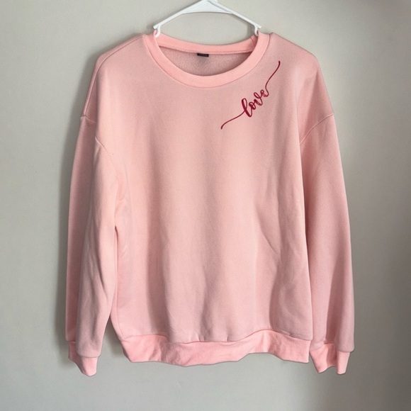SHEIN Women’s Pink Pull Over Love Sweatshirt - Picture 1 of 11